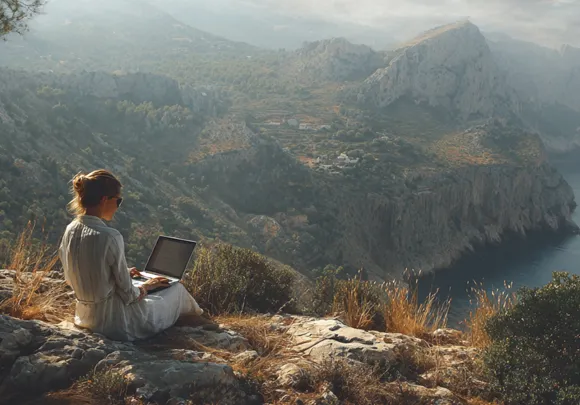 Travel Blogger Writing an Article